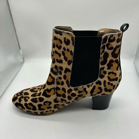 Coach and Four Tate Tan Brown Leopard Print Calf Hair Ankle Boot - Picture 7 of 12